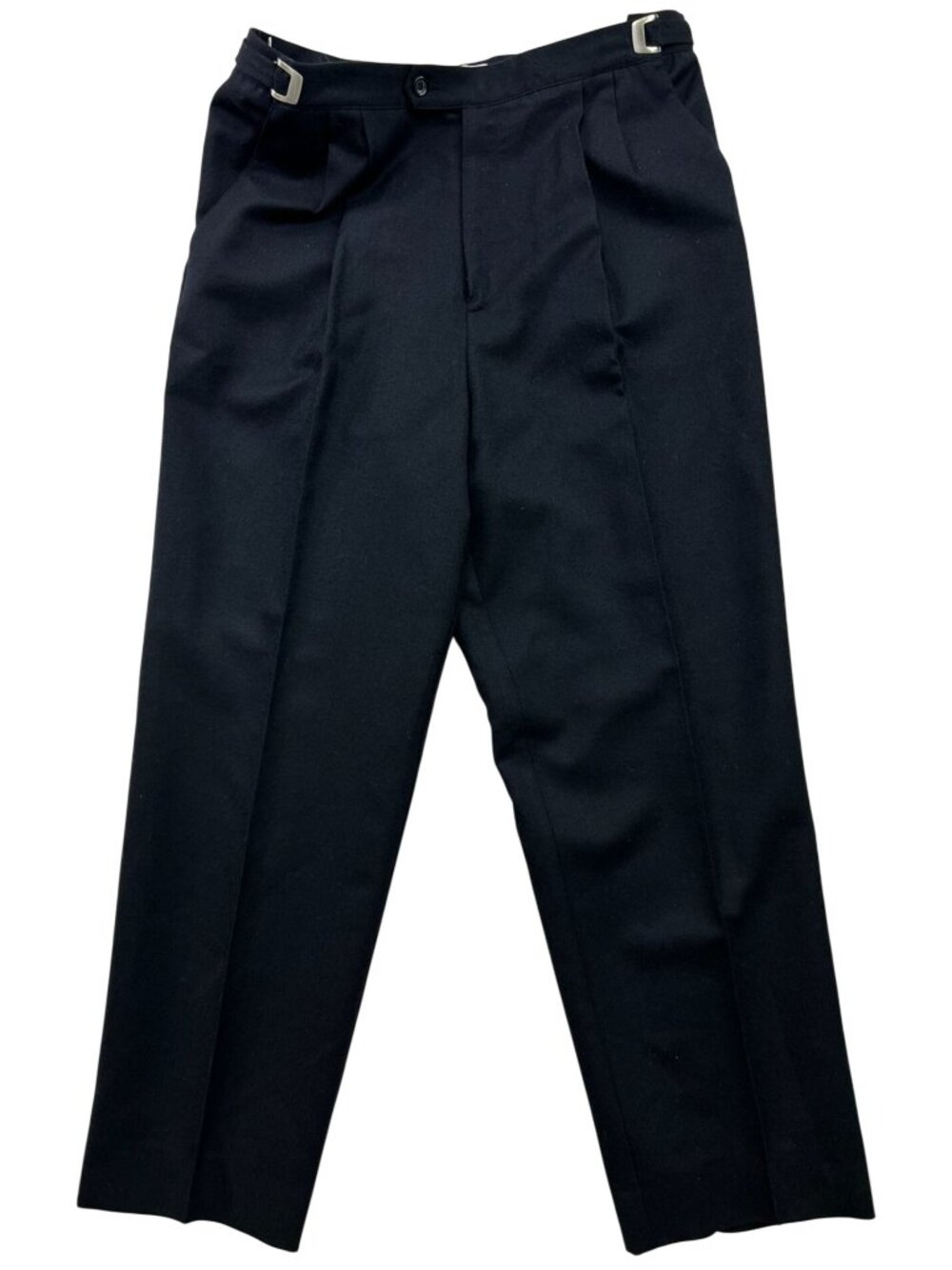 Norm Thompson Womens Pleated Wool Blend Chino Pants Side Adjusters Size 12 Black